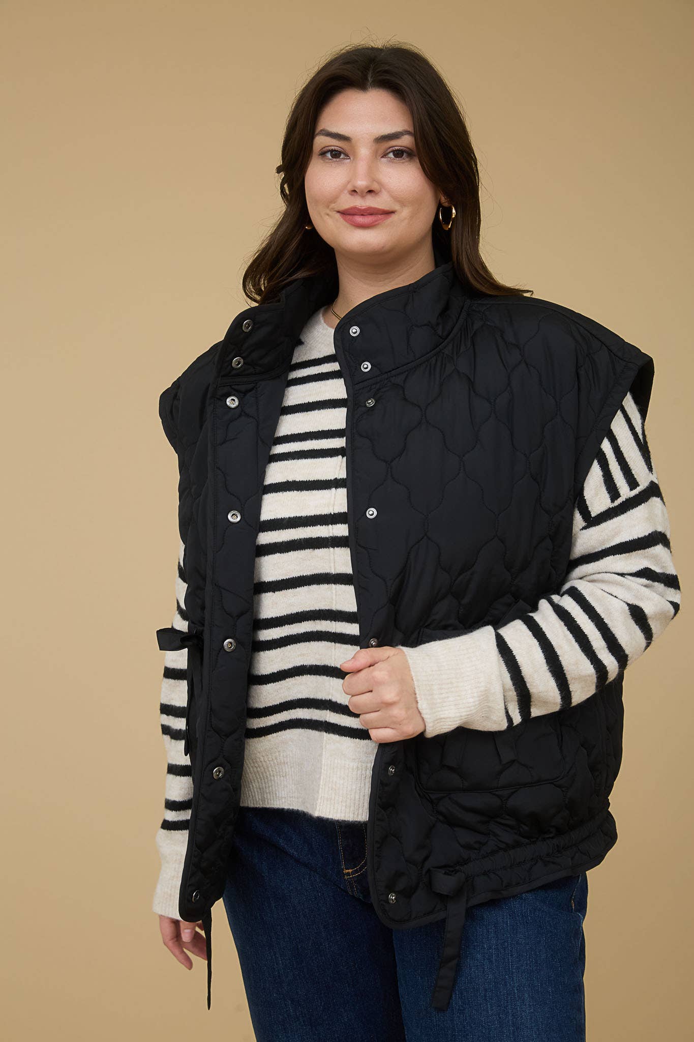 Snap Button Down Quilted Vest