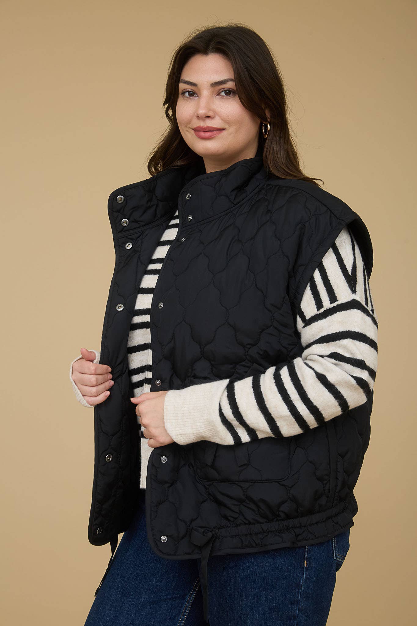 Snap Button Down Quilted Vest