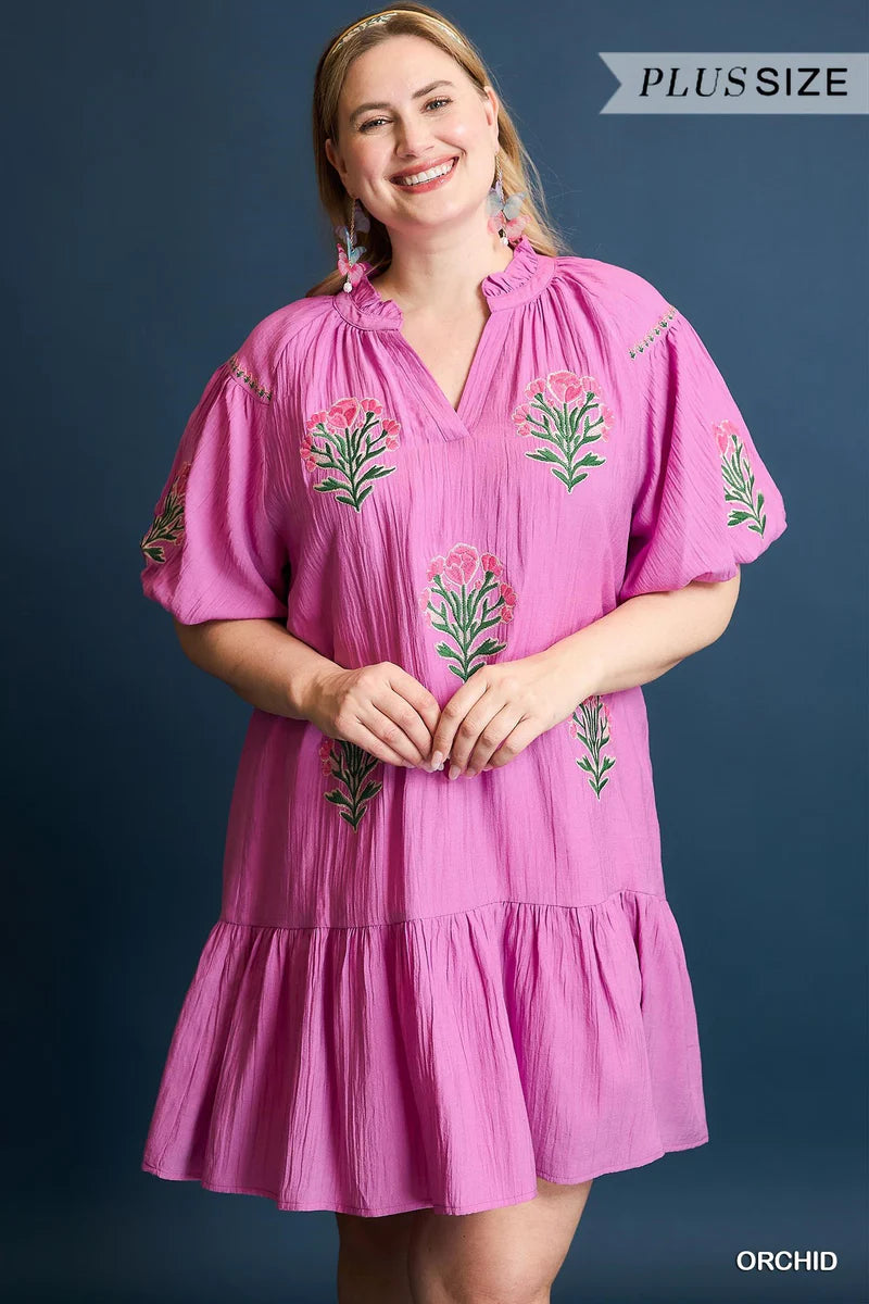Pink Floral Embroidery Umgee