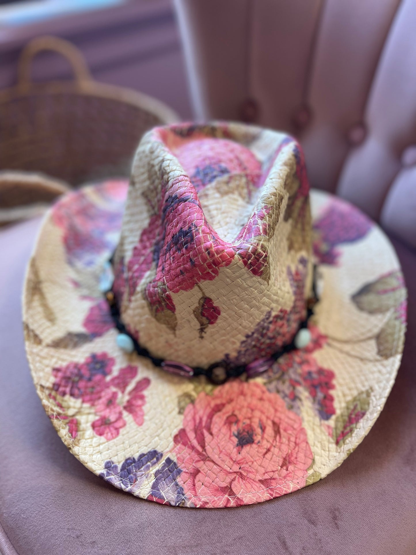 Straw Floral Cowboy