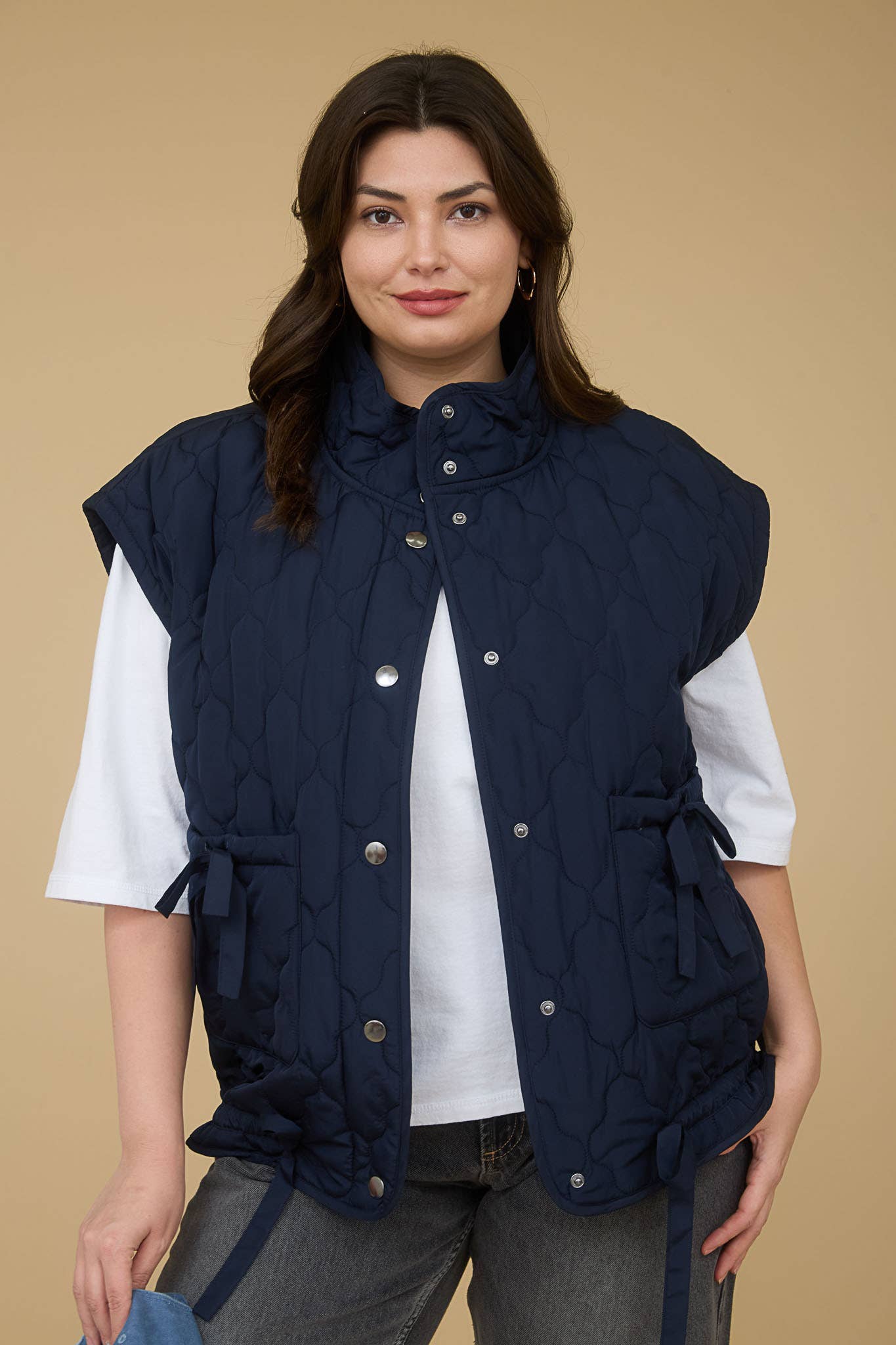 Snap Button Down Quilted Vest