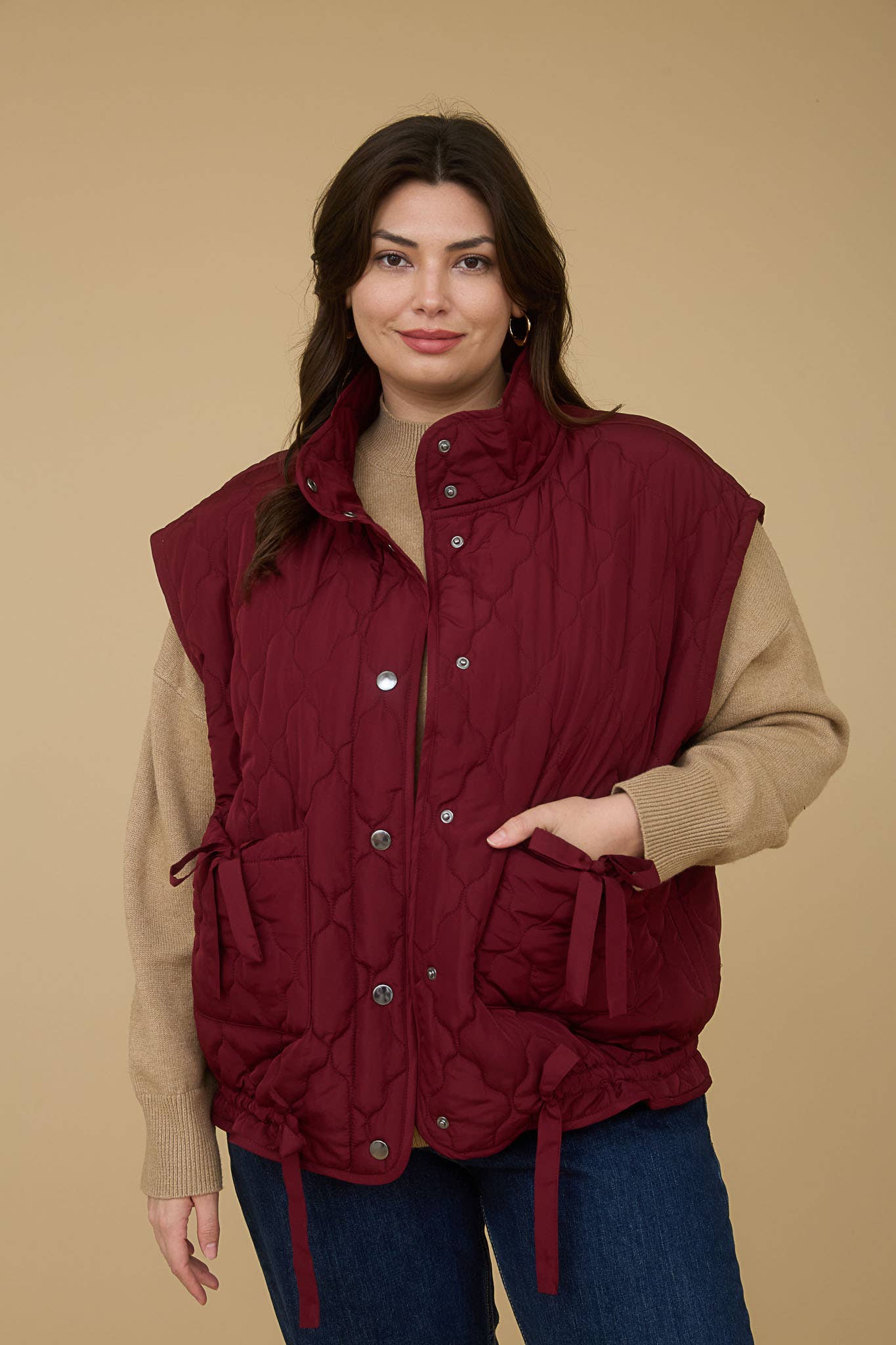 Snap Button Down Quilted Vest