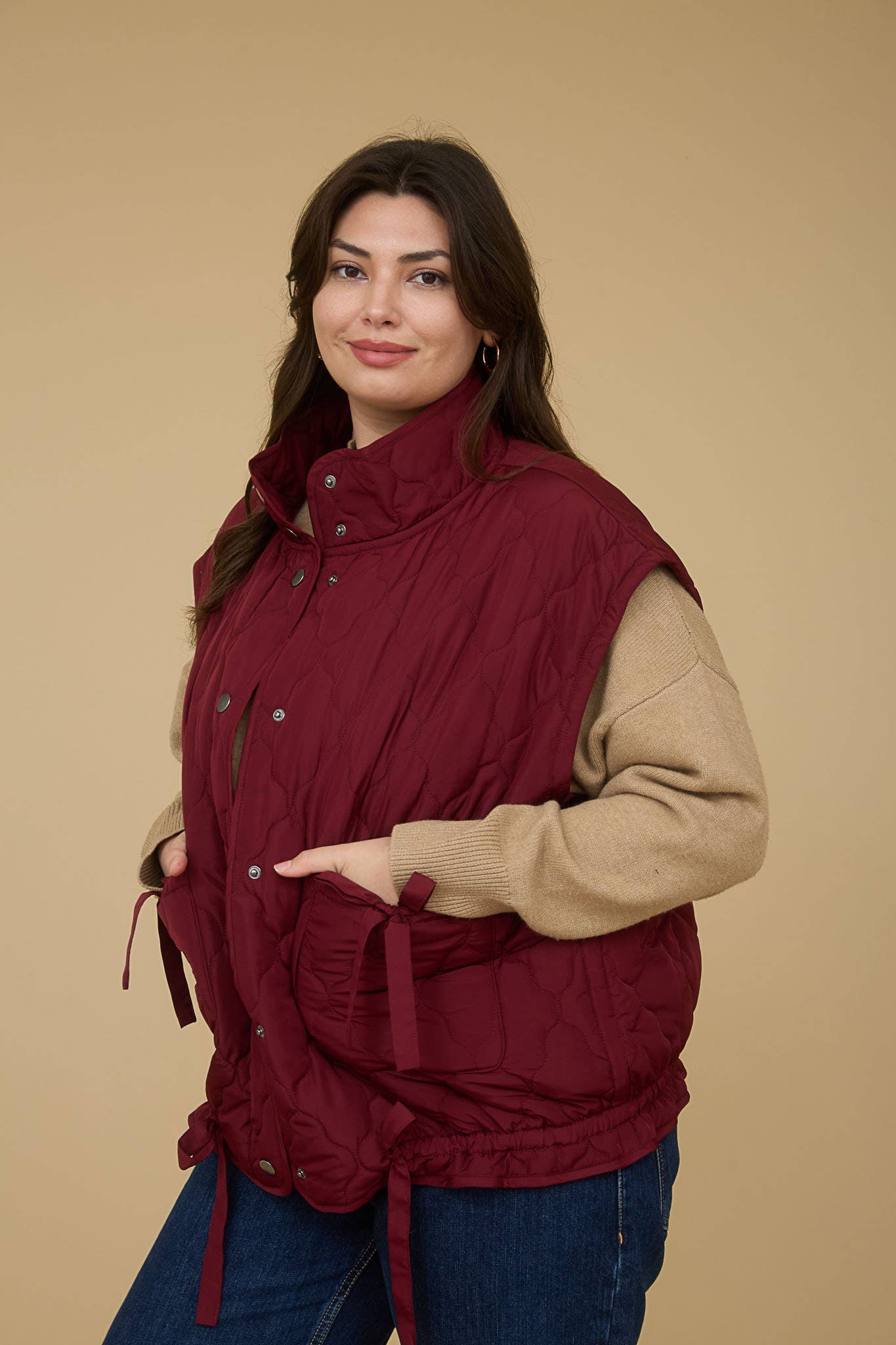 Snap Button Down Quilted Vest