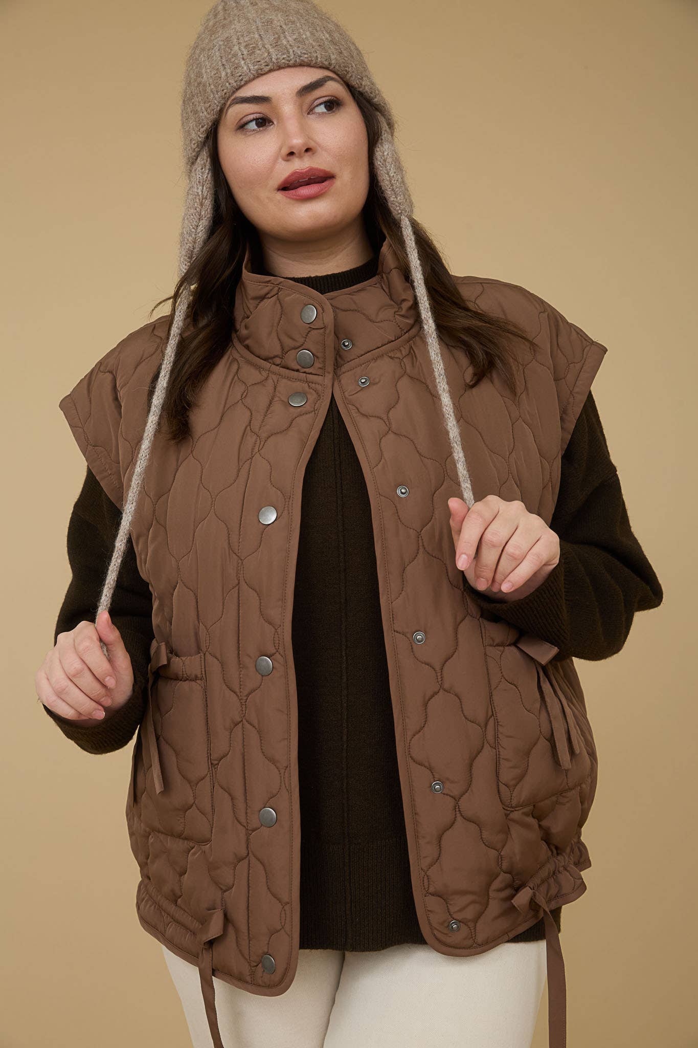 Snap Button Down Quilted Vest