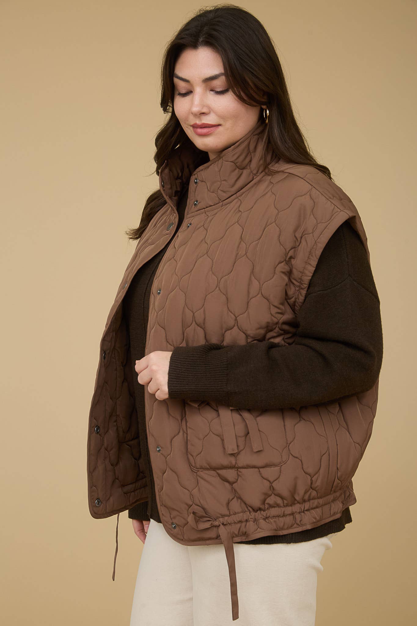 Snap Button Down Quilted Vest