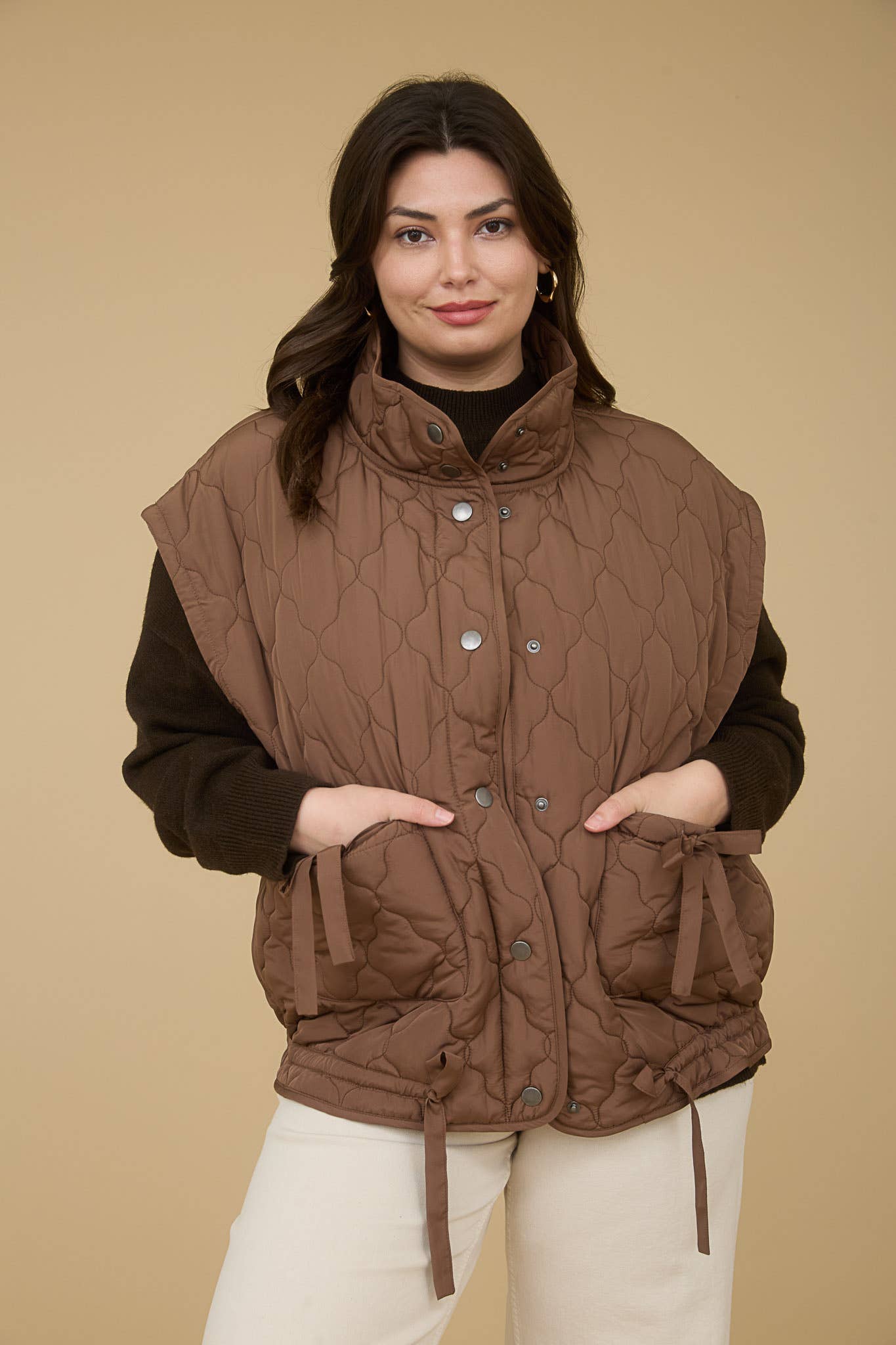 Snap Button Down Quilted Vest