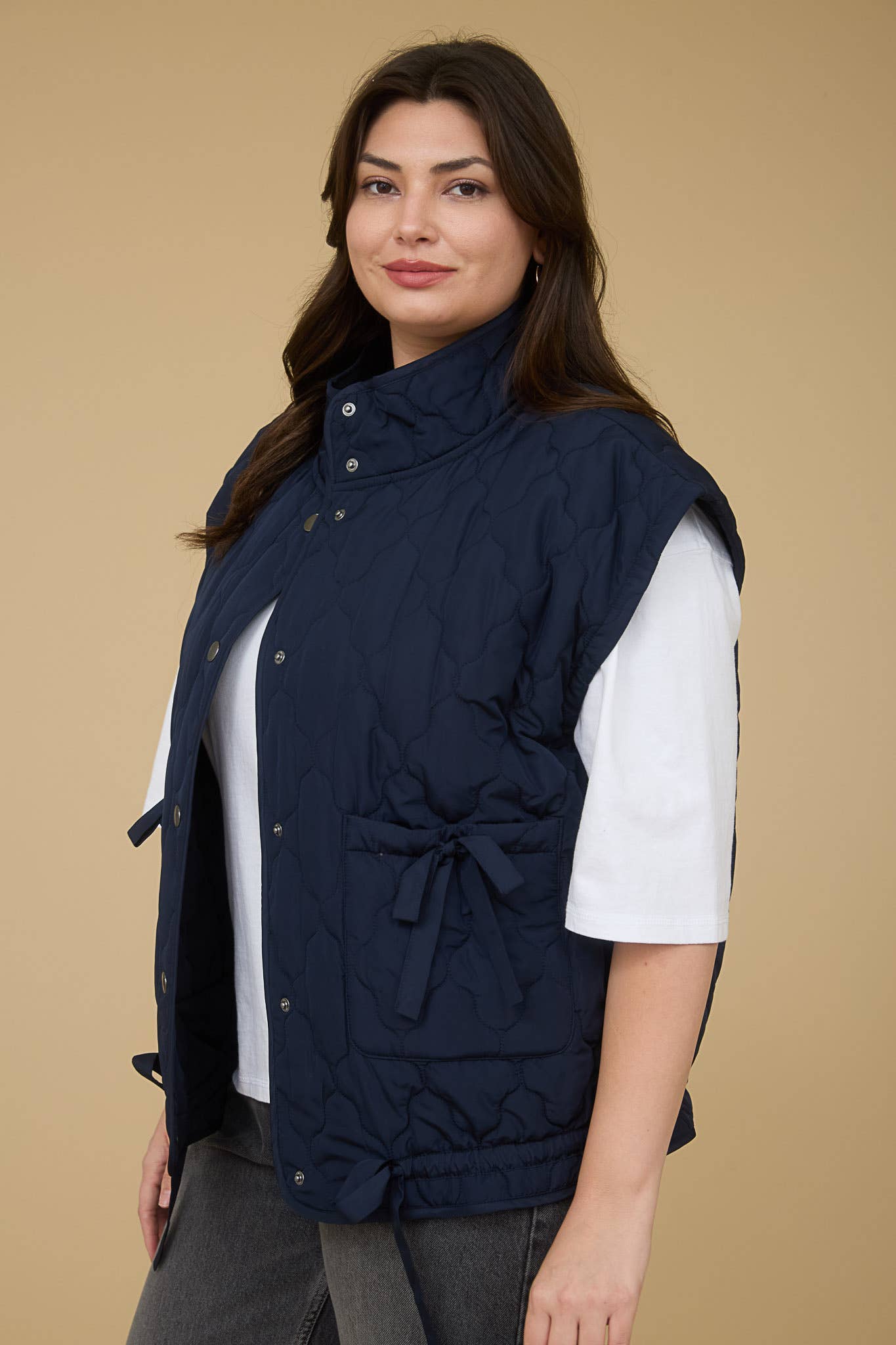 Snap Button Down Quilted Vest