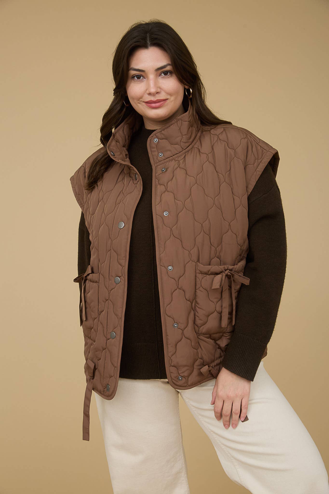 Snap Button Down Quilted Vest