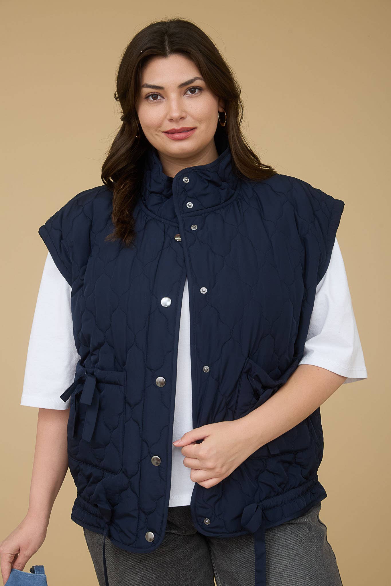 Snap Button Down Quilted Vest