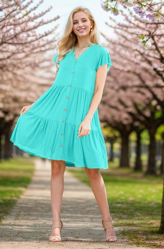 Bell Sleeve Tiered Dress