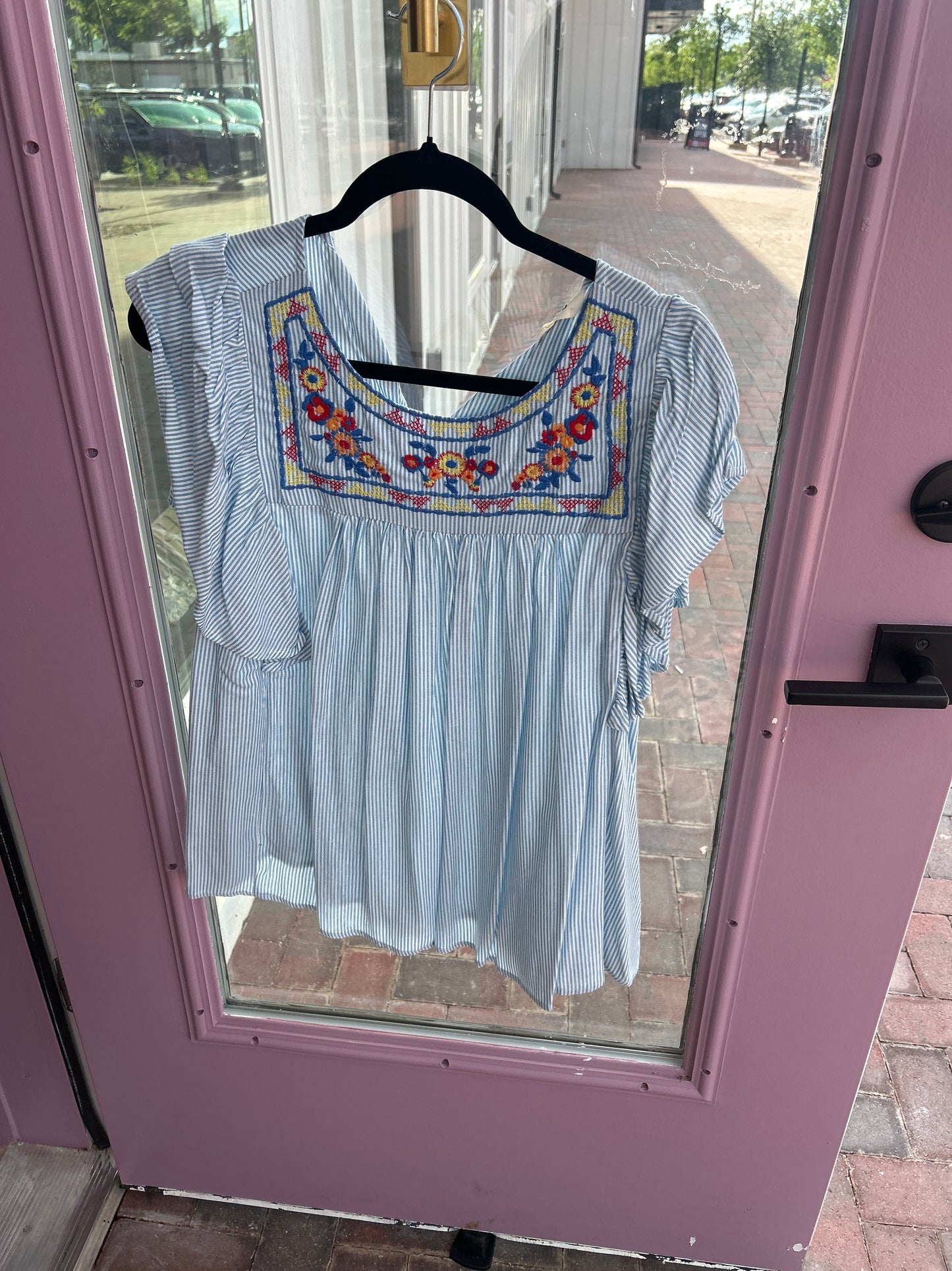 Haptics Blue Strip Embroidered