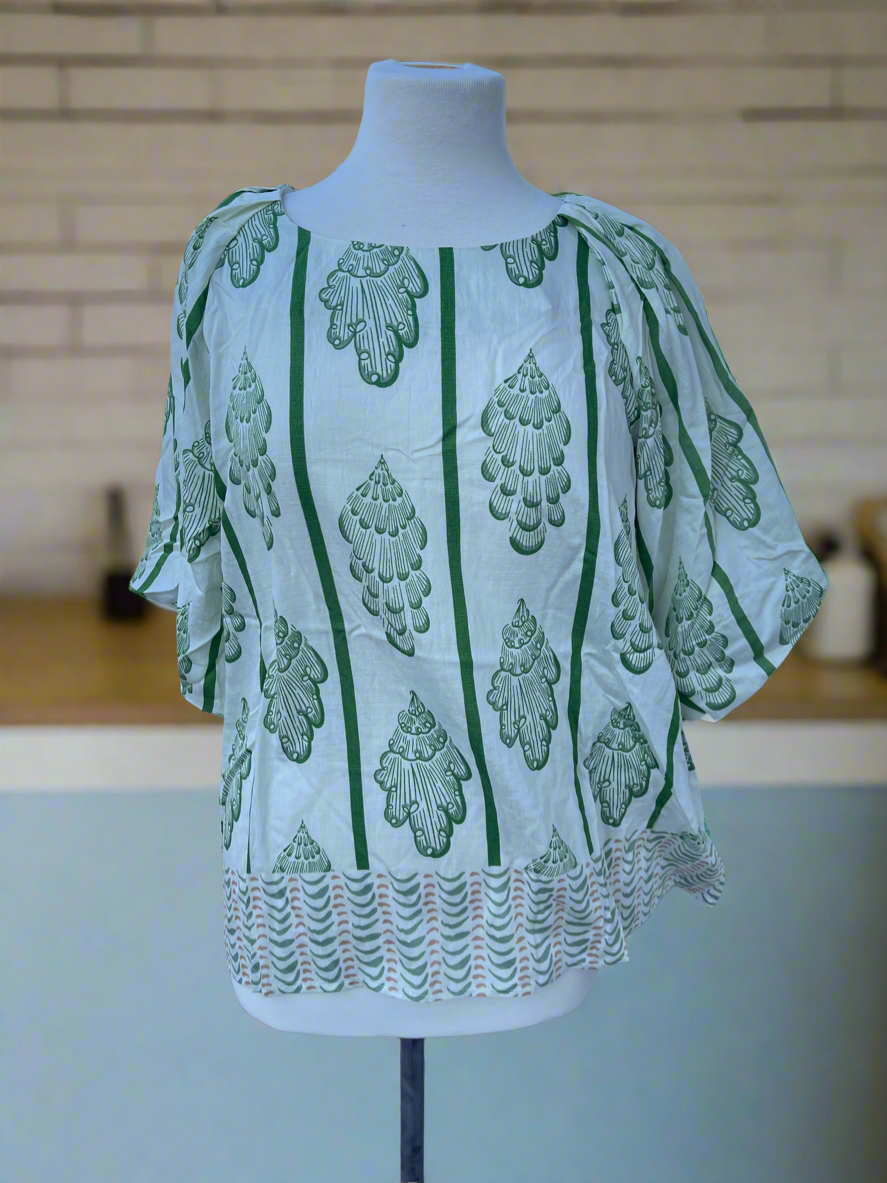 Floral Umgee Green Linen Top
