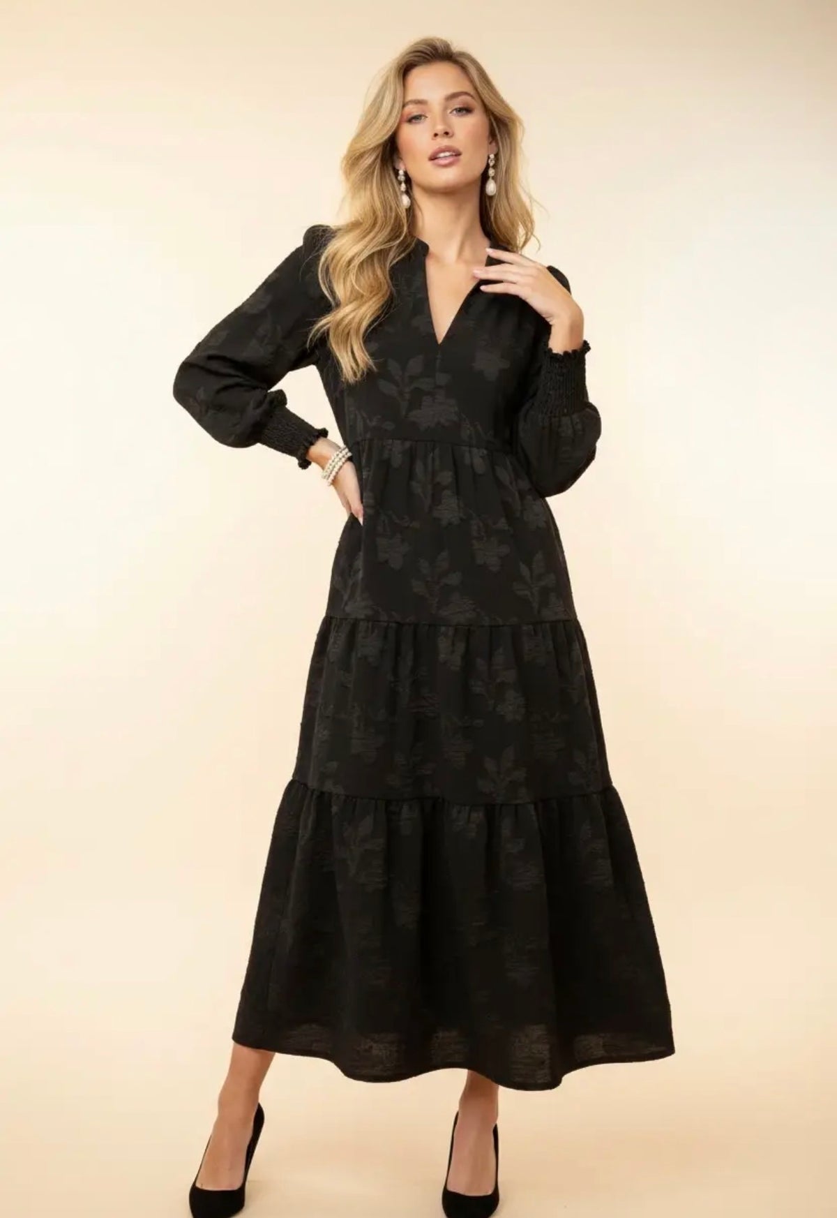 Black Textured Dress Heimish