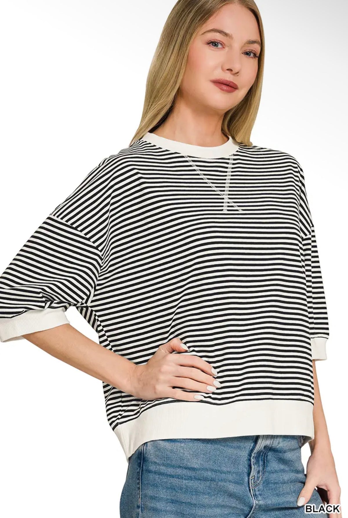 Striped Short Sleeve Pullover
