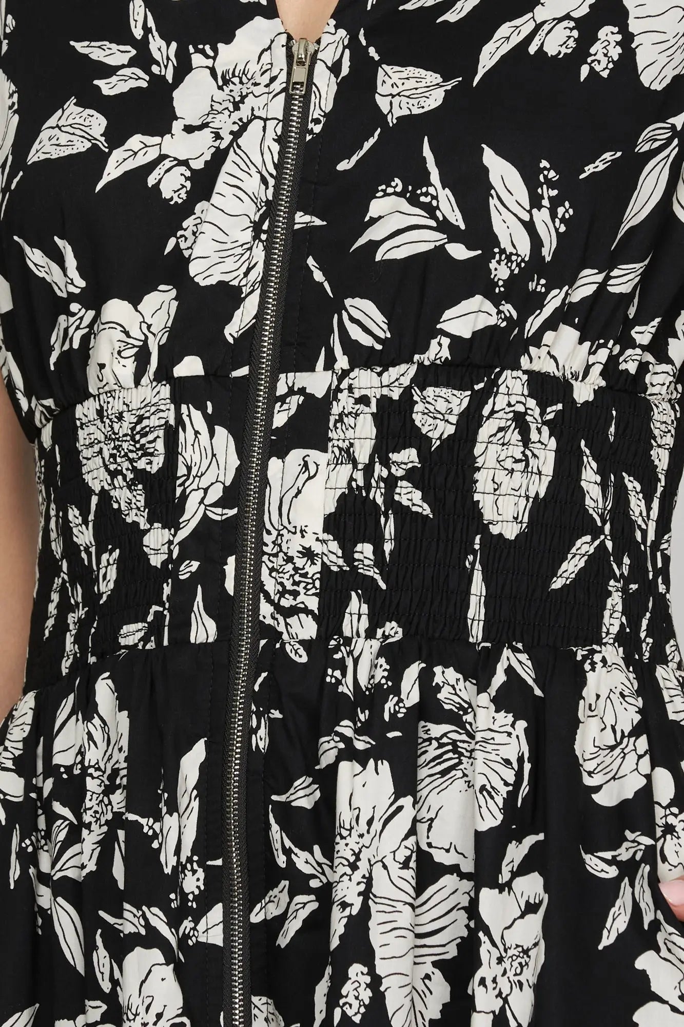 Black and White Drop Shoulder Midi Dress