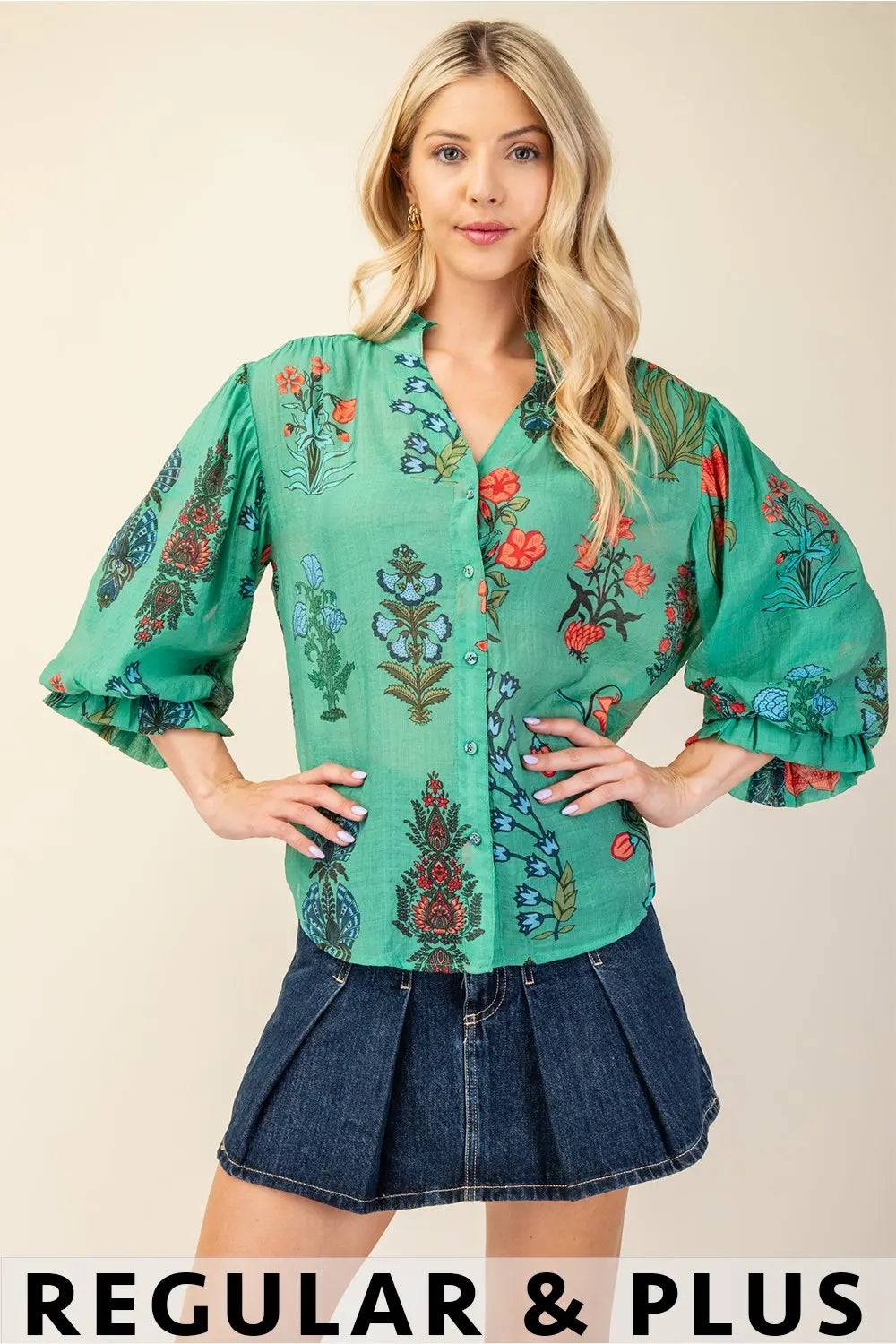 Green Floral Top