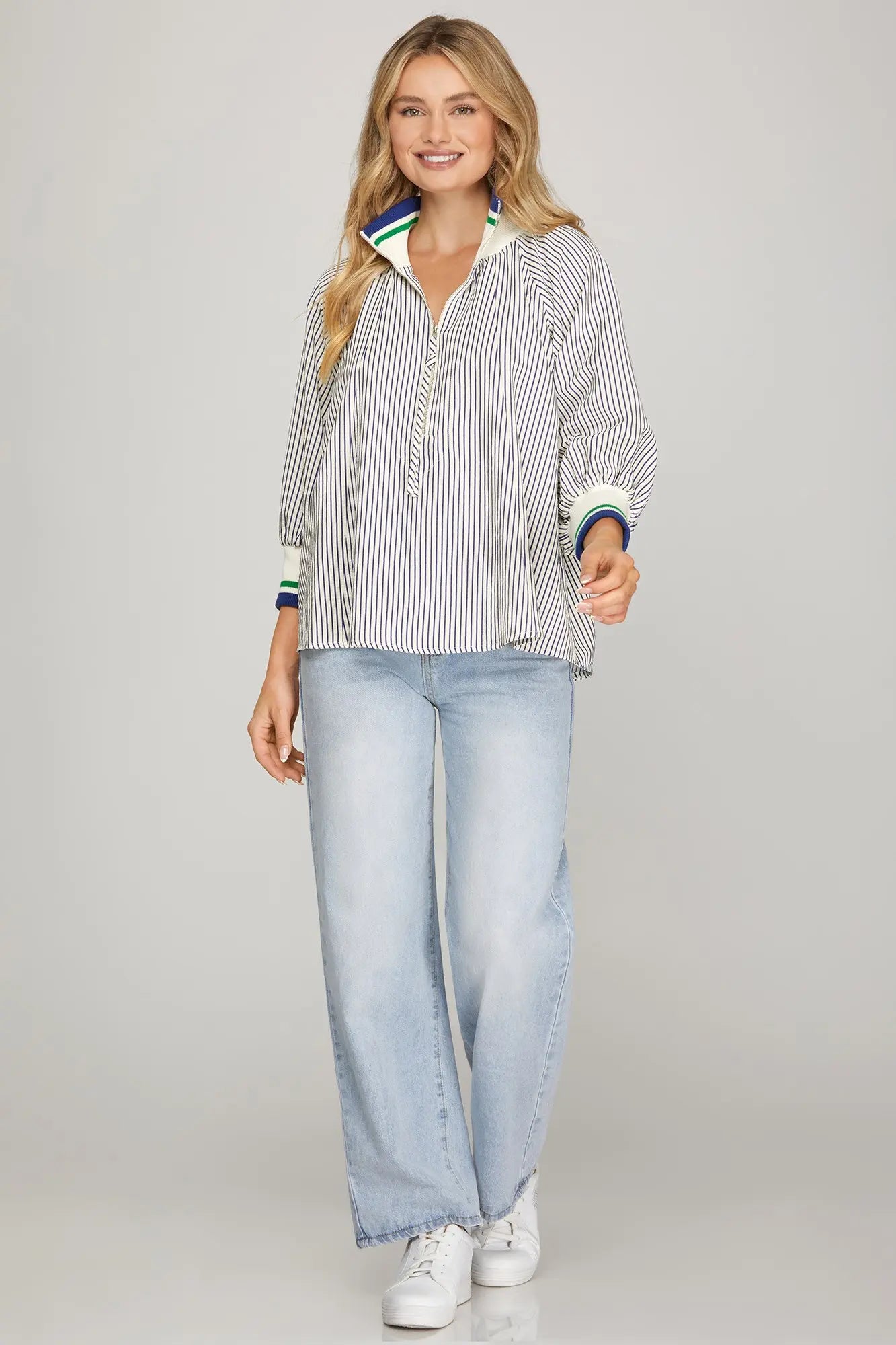 Half Zip Striped Top