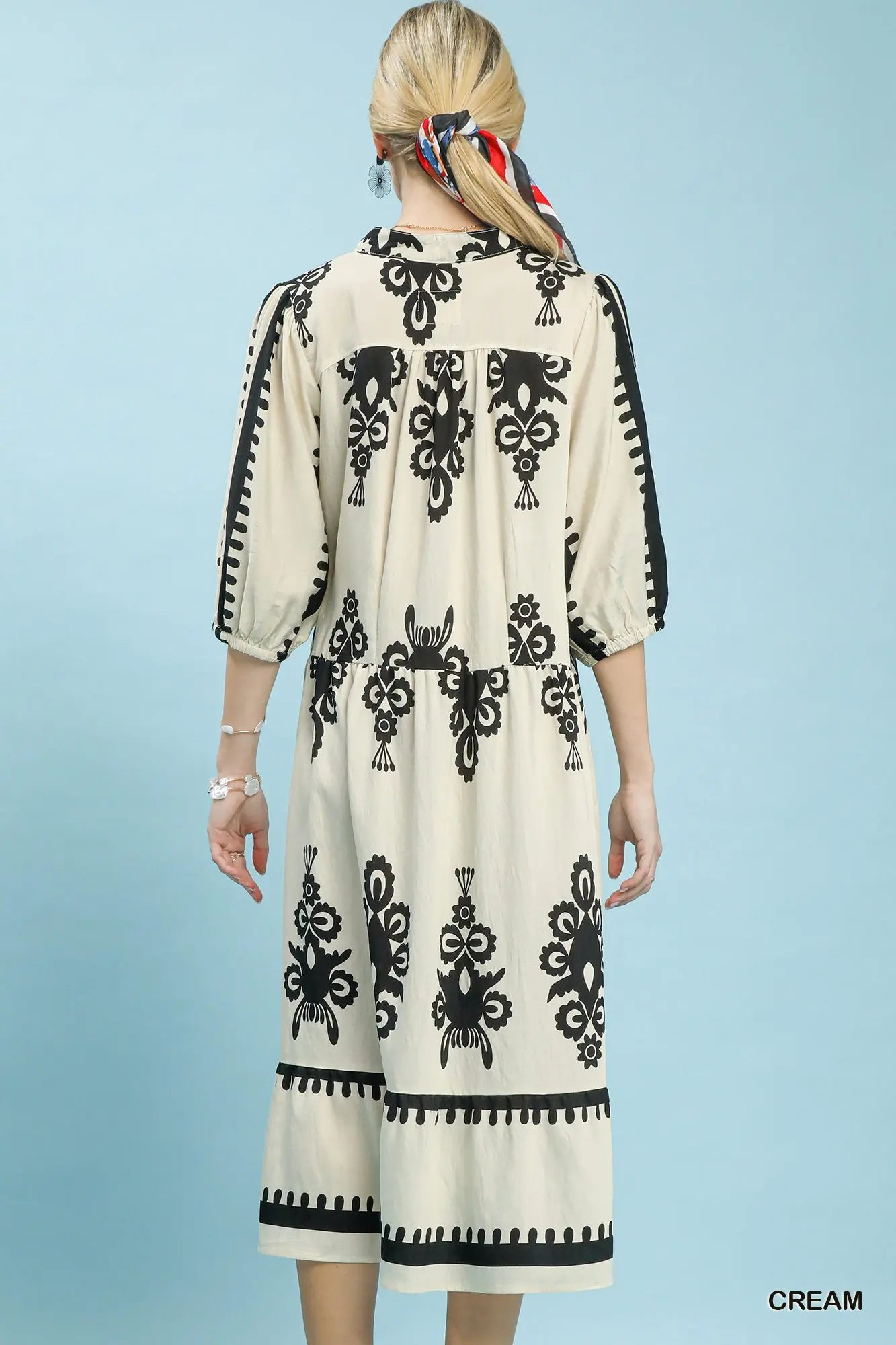 Abstract Print Midi Dress