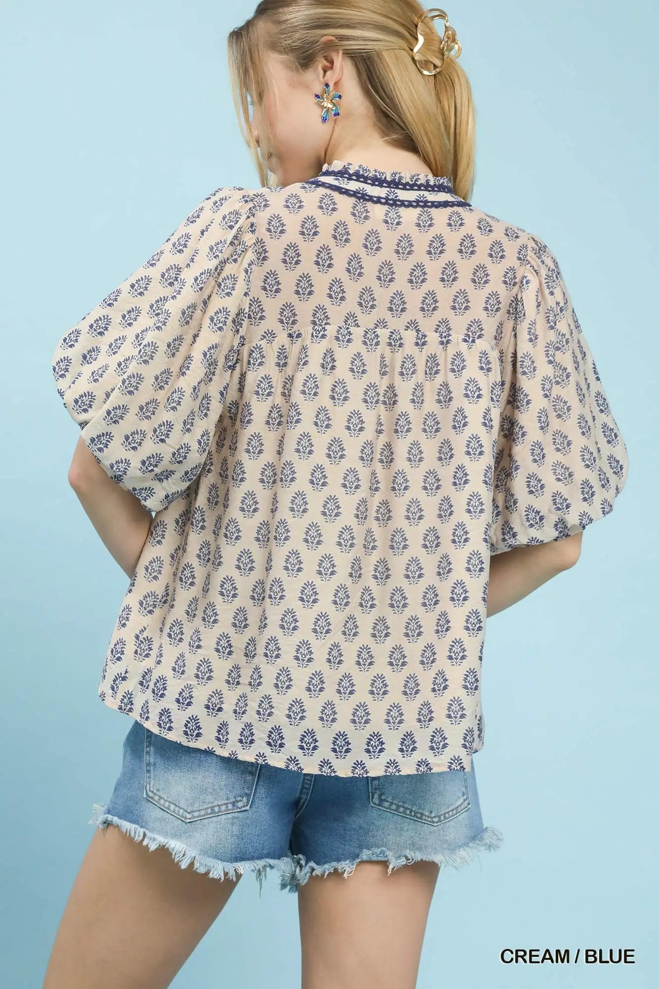Two Tone Abstract Print Top