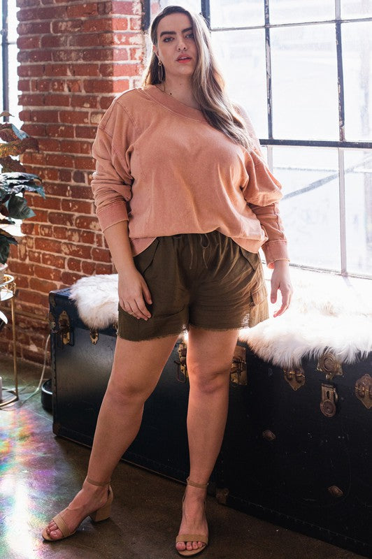 Olive Linen Shorts