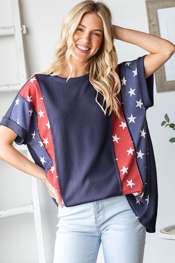 Star Ribbed Short Sleeve