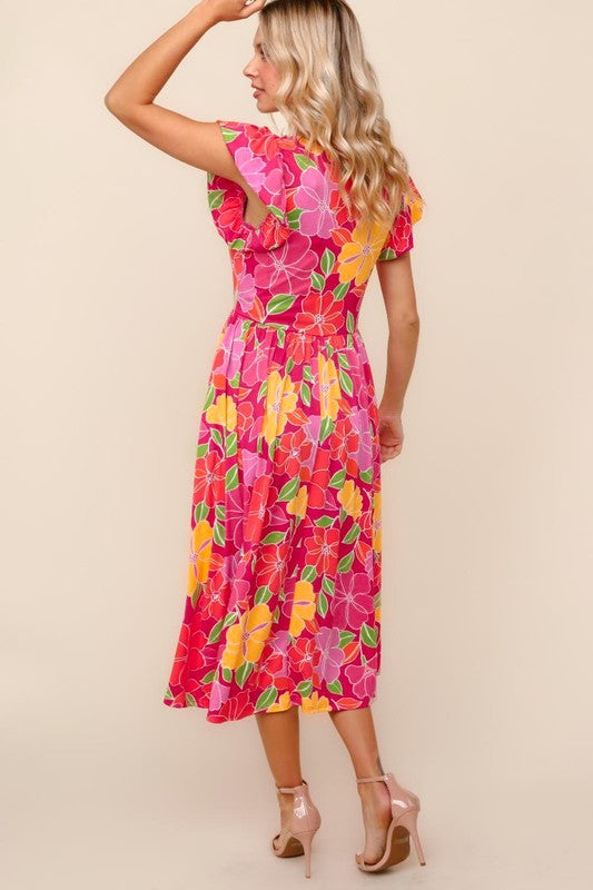 Flare Midi Knit Dress with Pockets