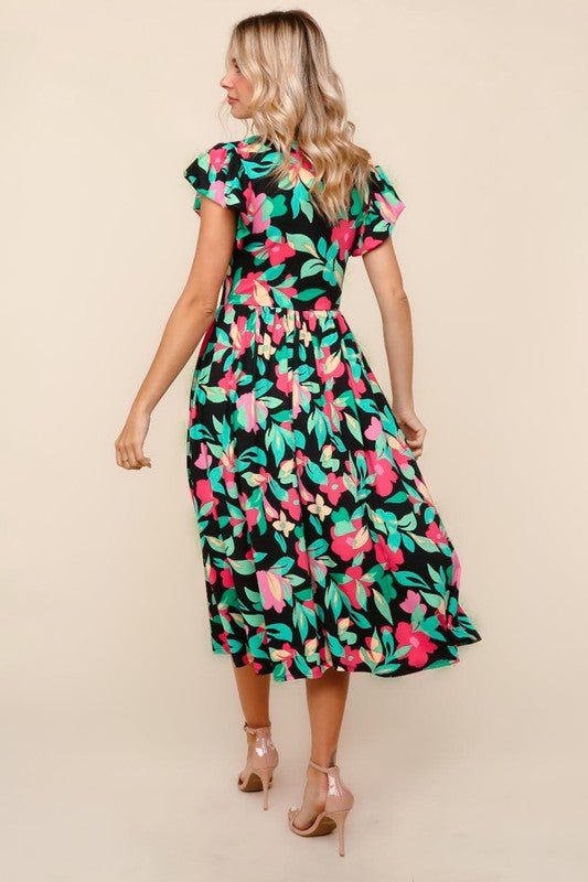 Flare Midi Knit Dress with Pockets