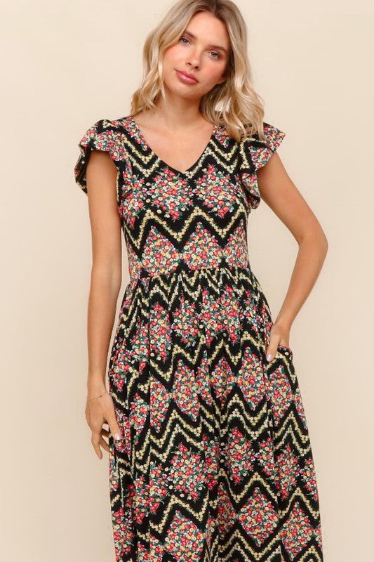 Flare Midi Knit Dress with Pockets
