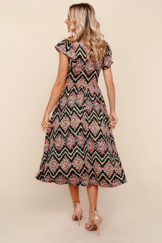 Flare Midi Knit Dress with Pockets
