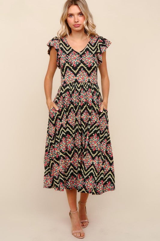 Flare Midi Knit Dress with Pockets