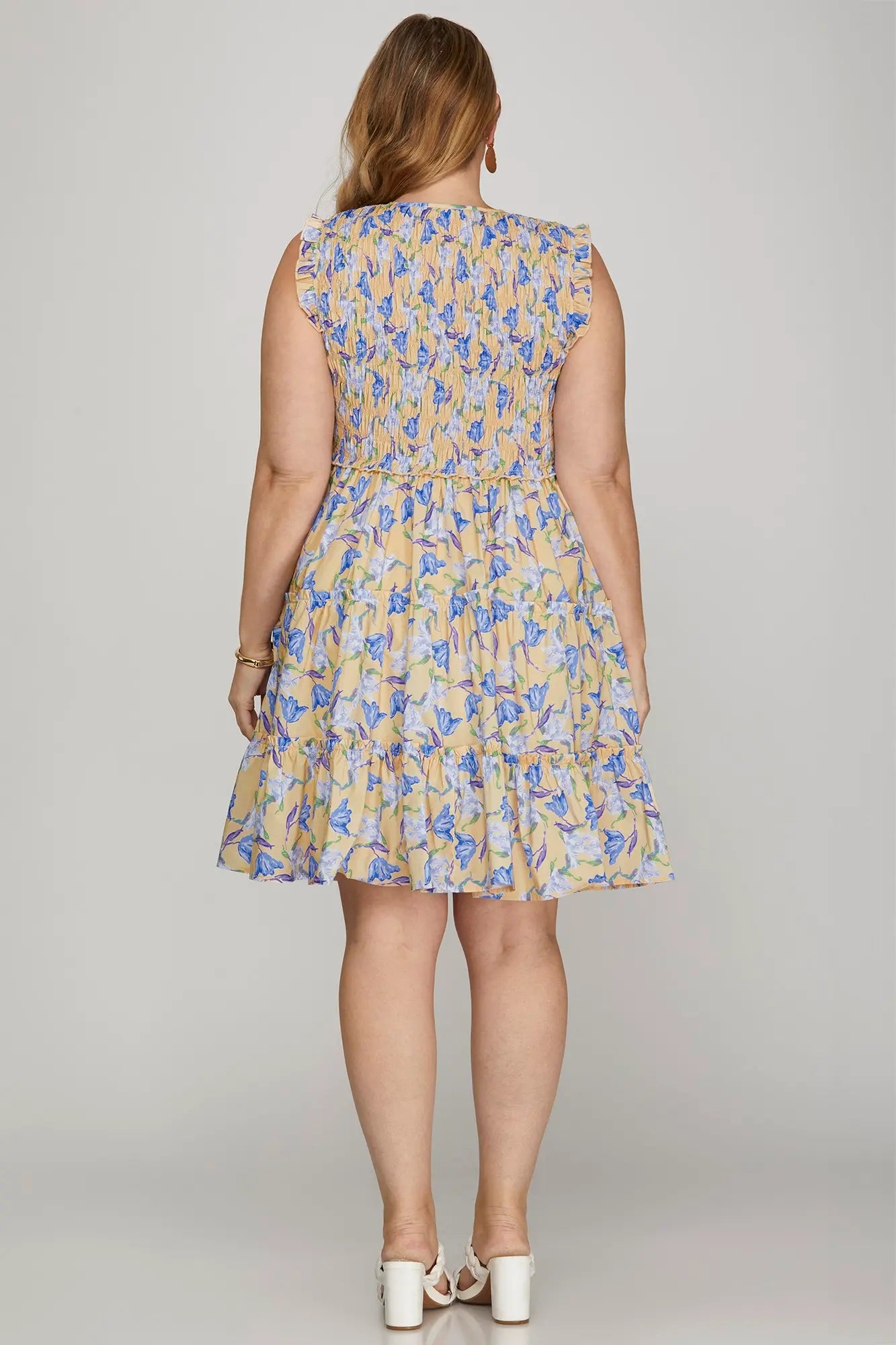 Floral Print Mini Tiered Dress with Pockets