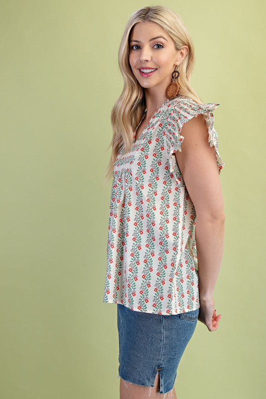Floral Print V-Neck Top