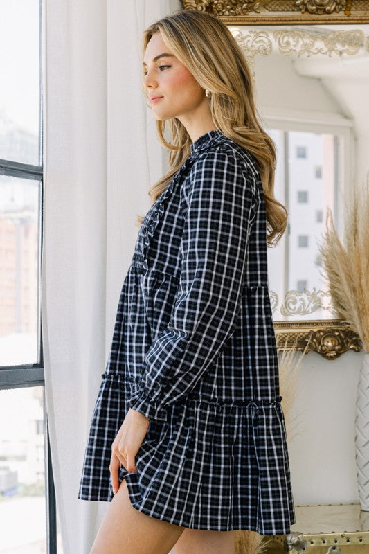Plaid Babydoll Mini Dress
