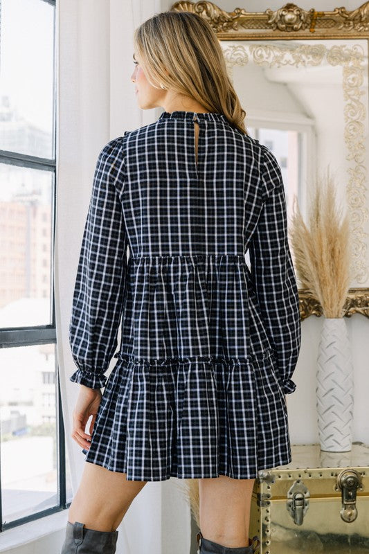 Plaid Babydoll Mini Dress