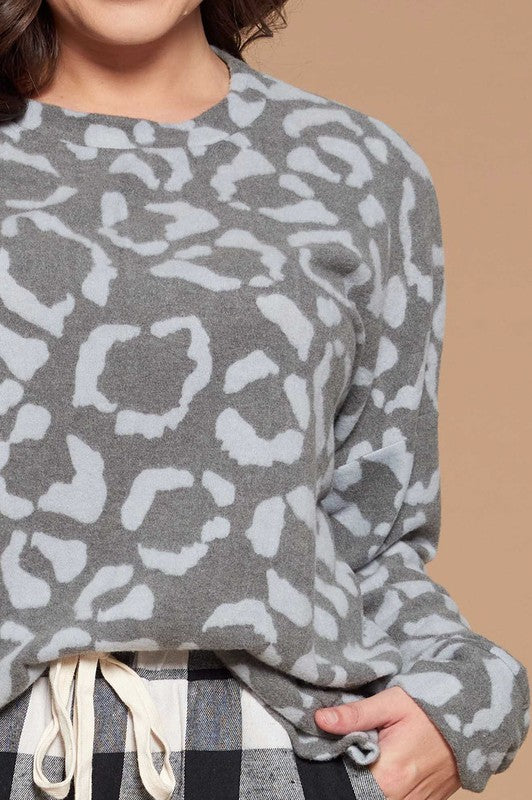 Leopard Printed Hacci Knit Top