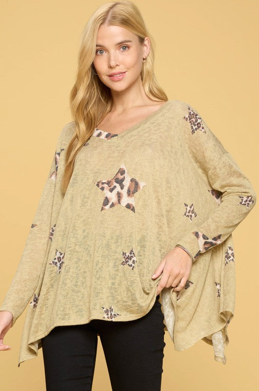 Leopard Star Printed Tiara Top
