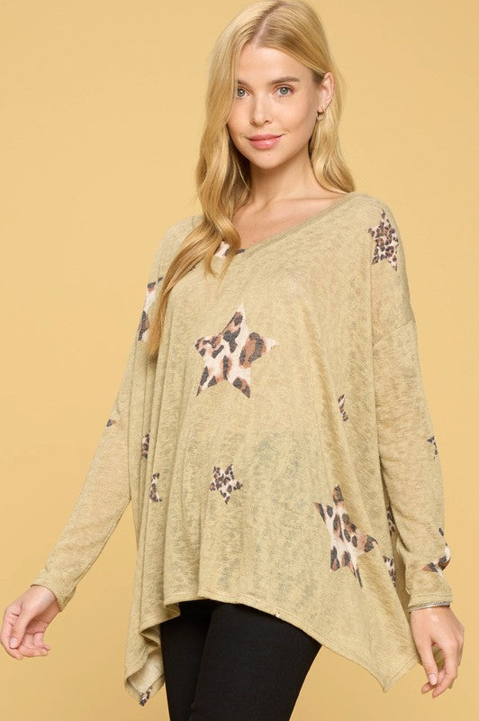 Leopard Star Printed Tiara Top