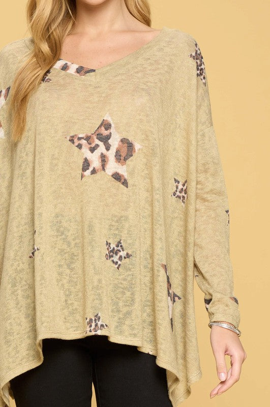 Leopard Star Printed Tiara Top