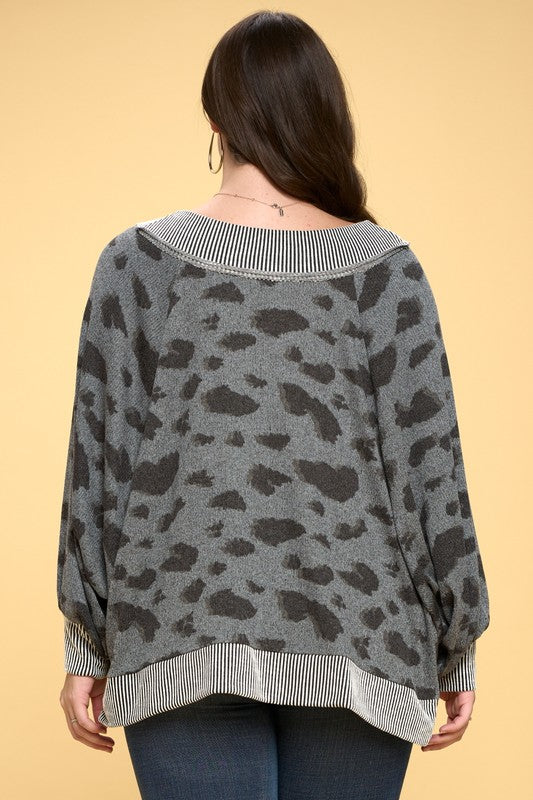 Animal Print Reversible Oversized Top