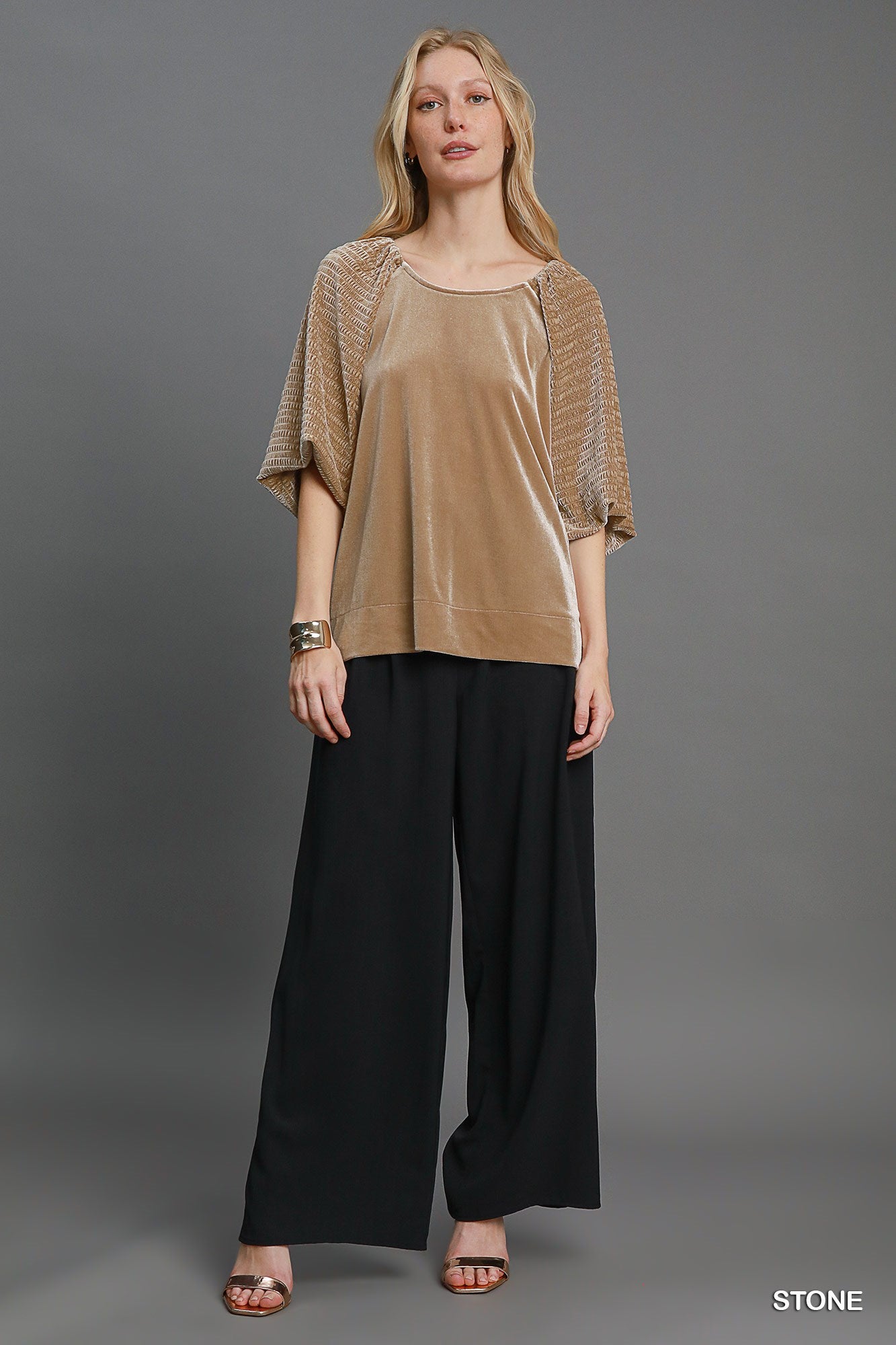 Textured Velvet Sleeved Top