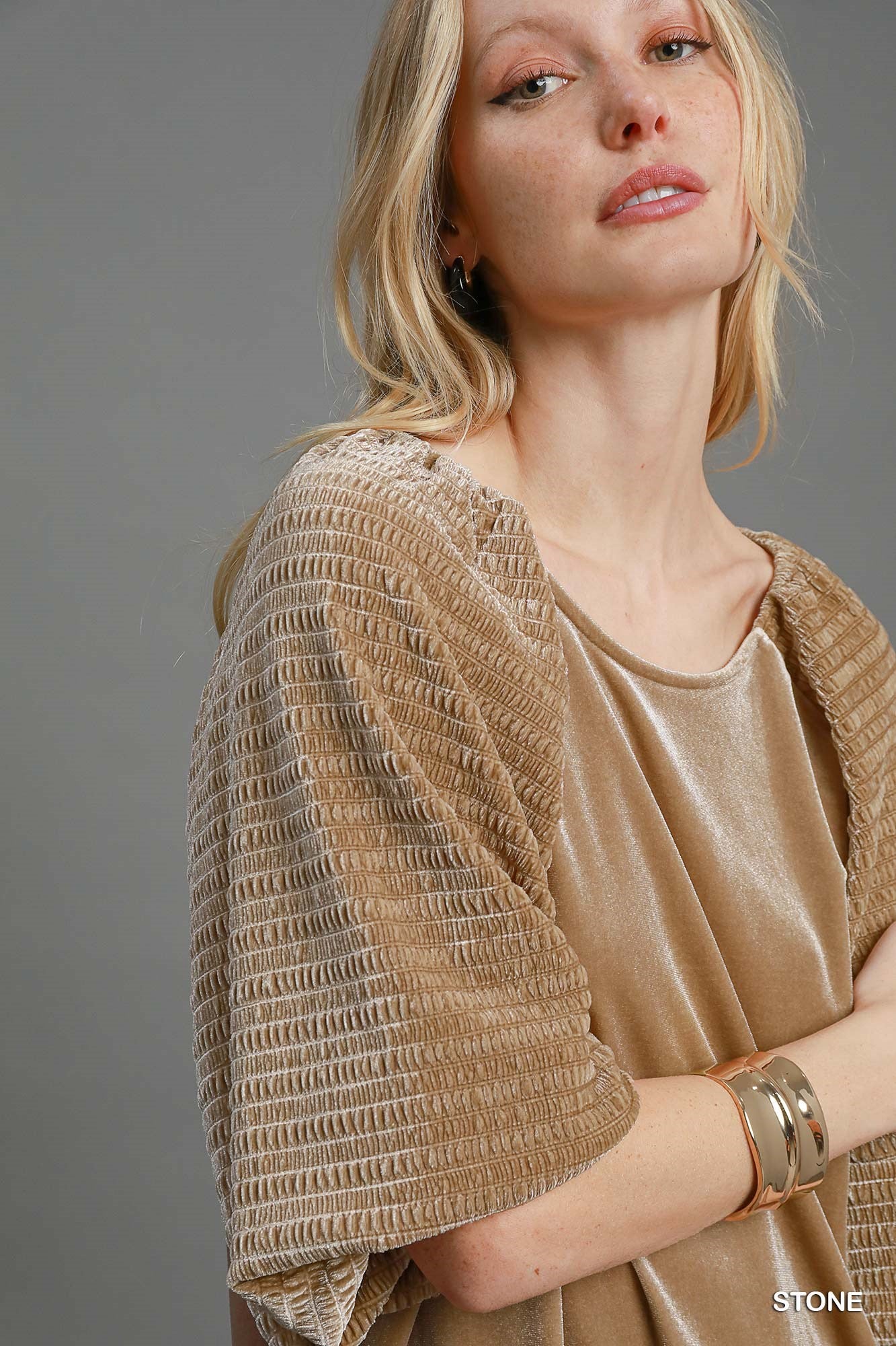Textured Velvet Sleeved Top