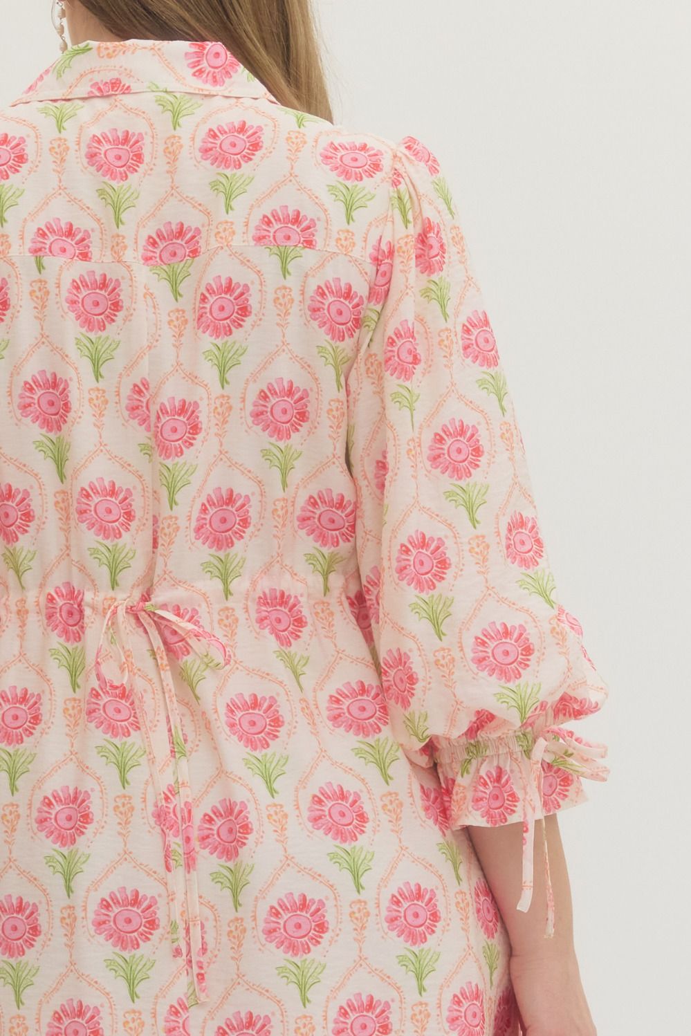 Floral Dress 3/4 Sleeve Mini Dress