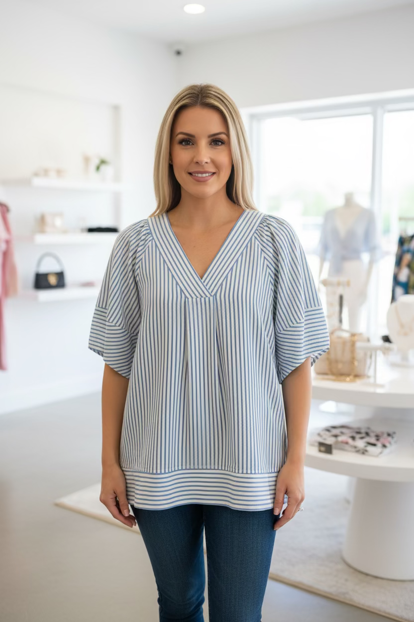 Striped Short Sleeve Top