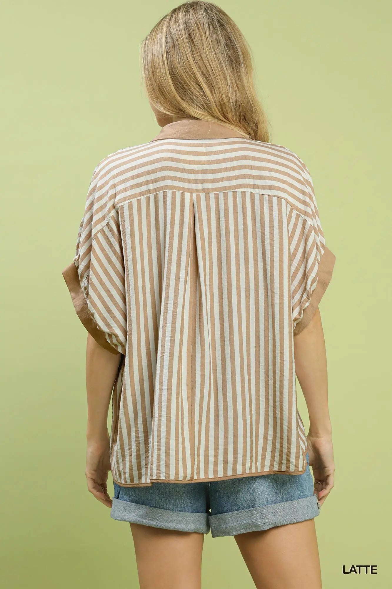 Striped Collared Oversized Top