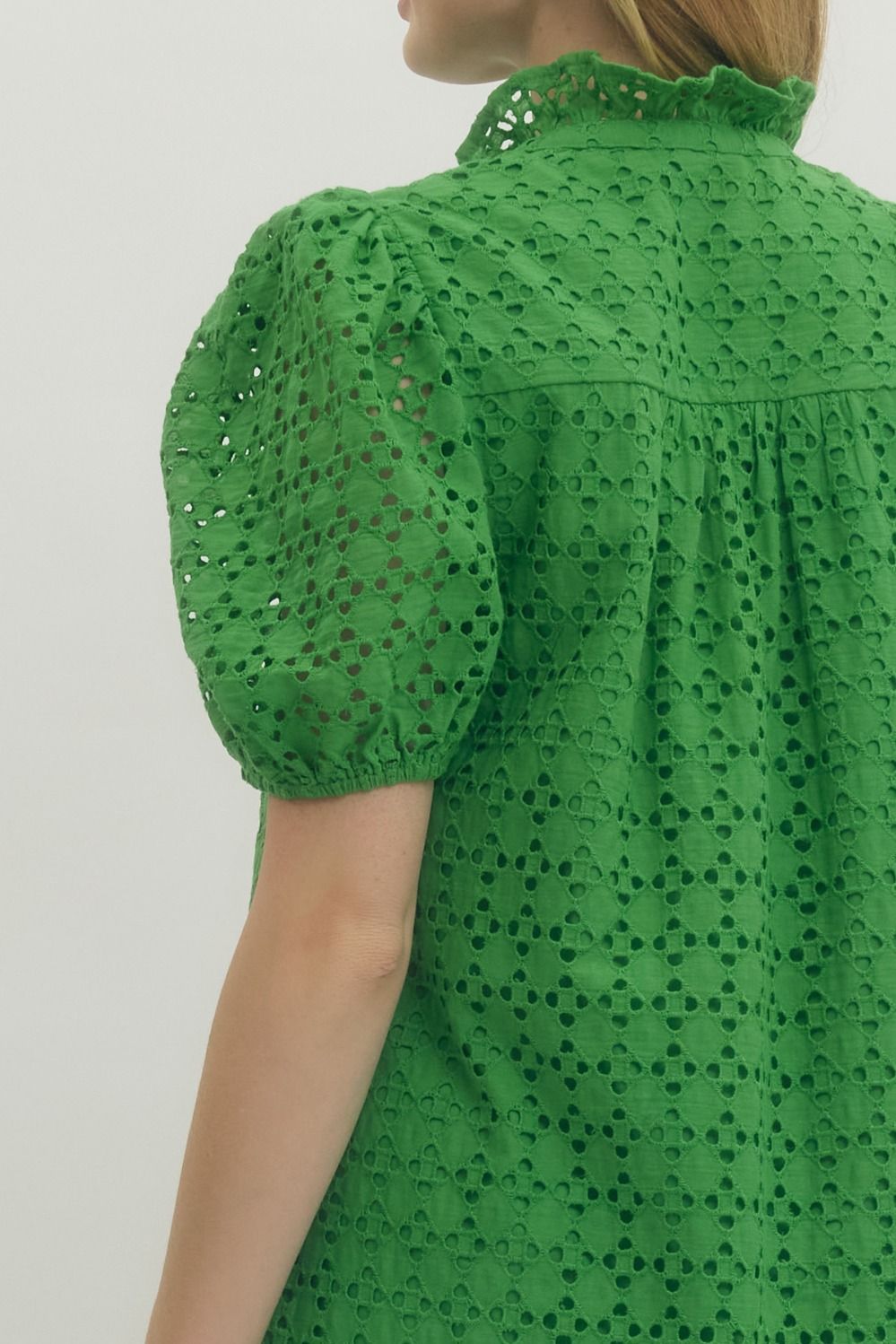 Green Eyelet Midi Dress