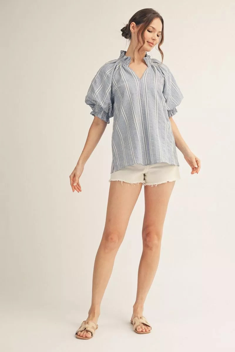Puff Sleeve Striped Top