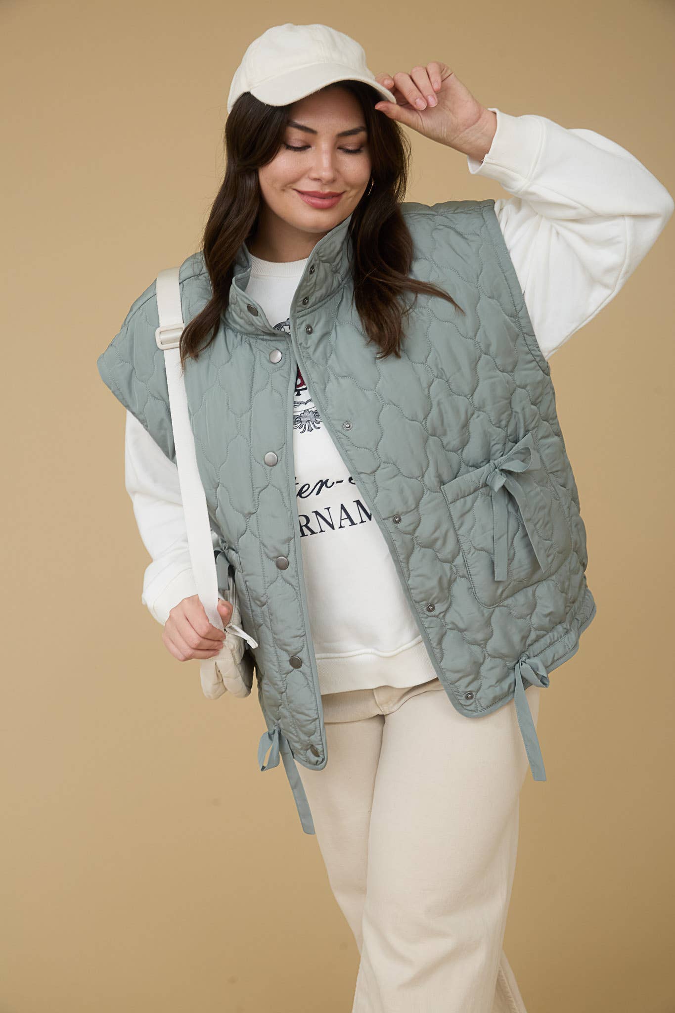 Snap Button Down Quilted Vest