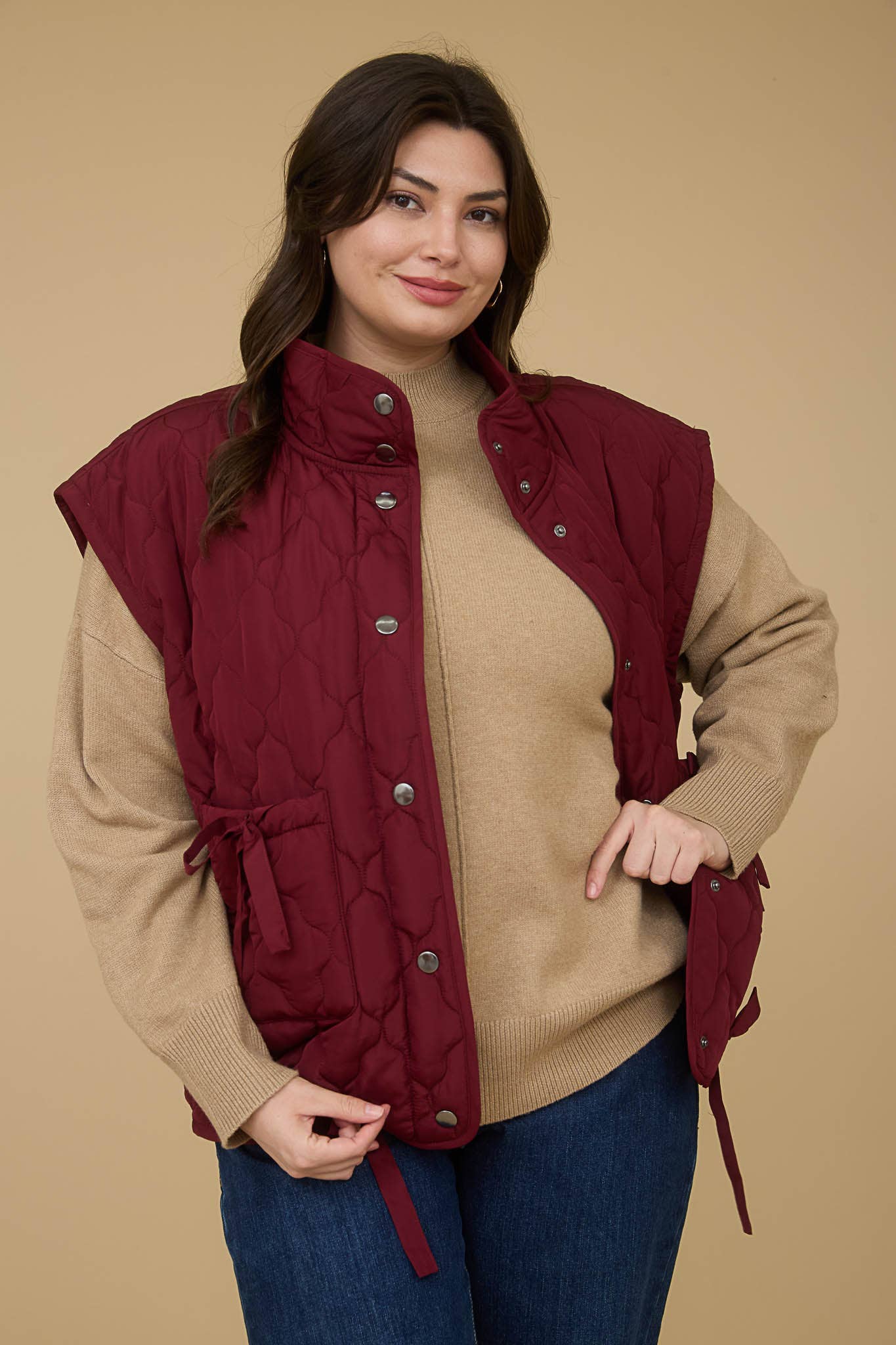 Snap Button Down Quilted Vest