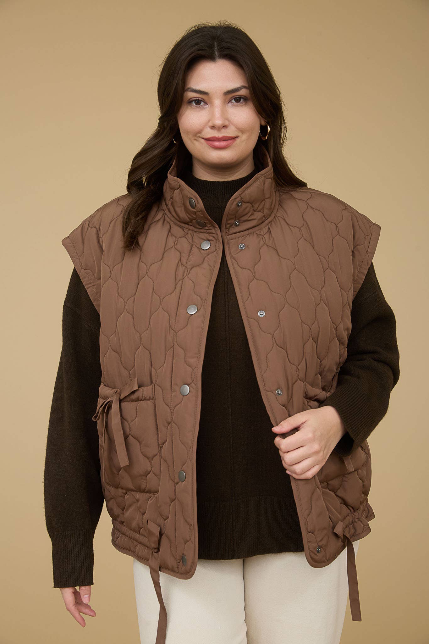 Snap Button Down Quilted Vest