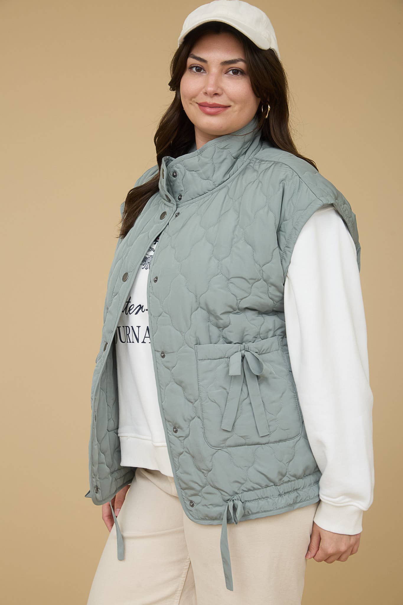 Snap Button Down Quilted Vest